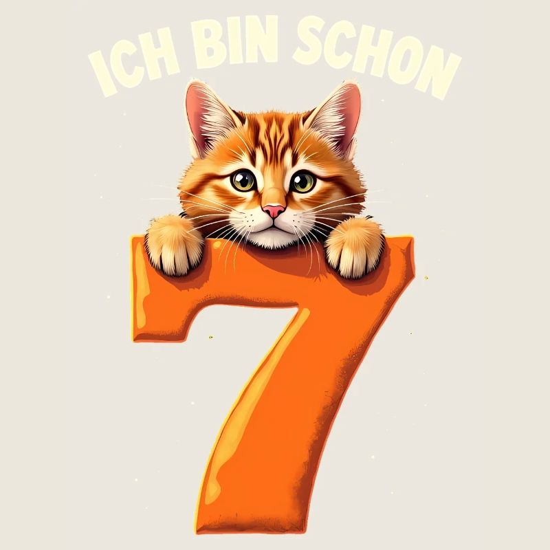 7. Geburtstag Mädchen Junge Katze Ich Bin Schon