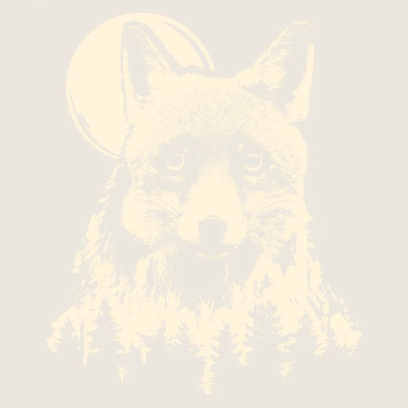 Fox Forest Moon Nature Tree Moonlight Animals Symbol