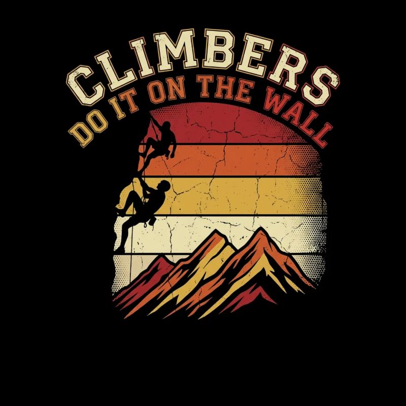 Climbers Do It On The Wall Klettern Berge Retro