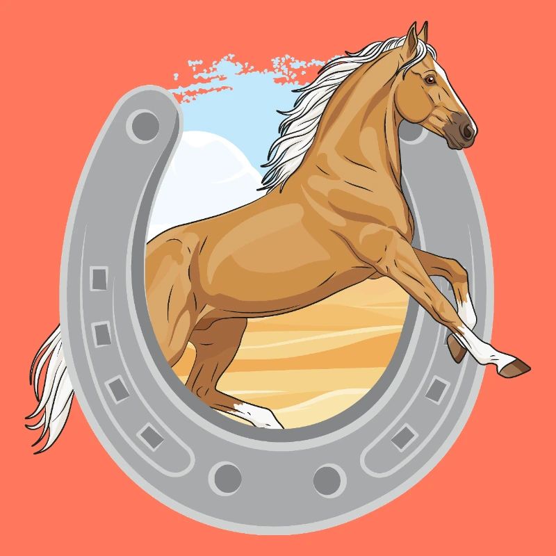 Ein springendes Palomino-Pferd, das ein Eisen durchbohrt