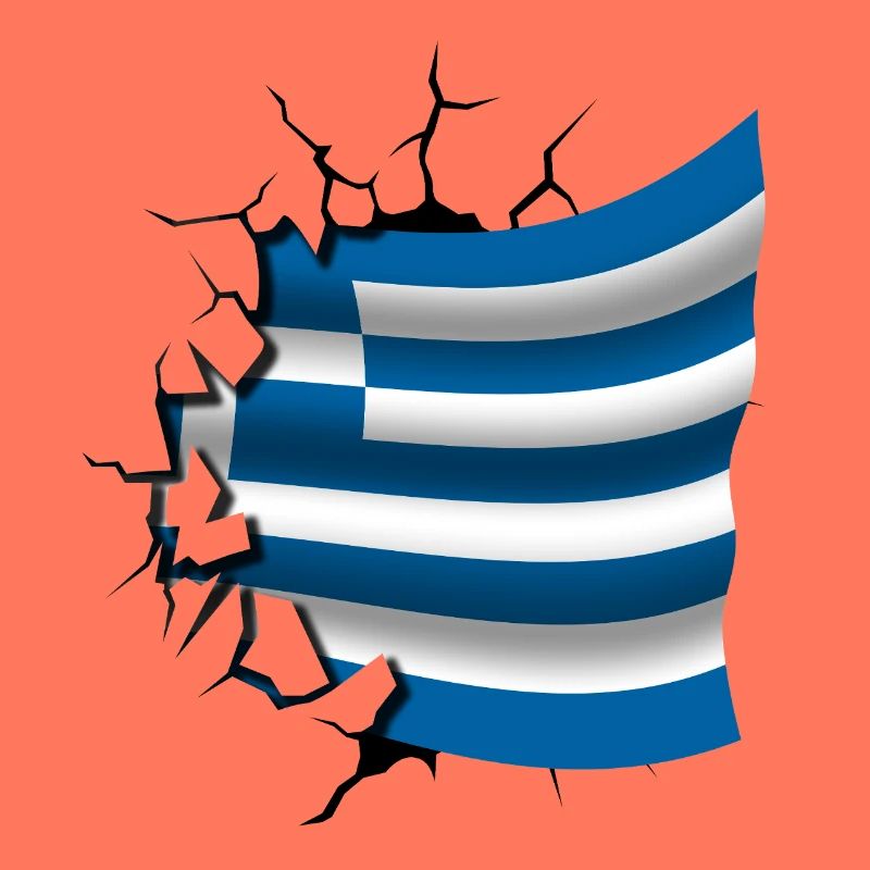 Drapeau de la Grèce - Grèce - Drapeau Broken Design