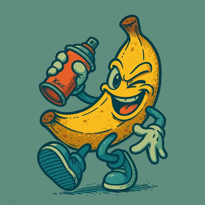 Banane effrontée avec bombe aérosol