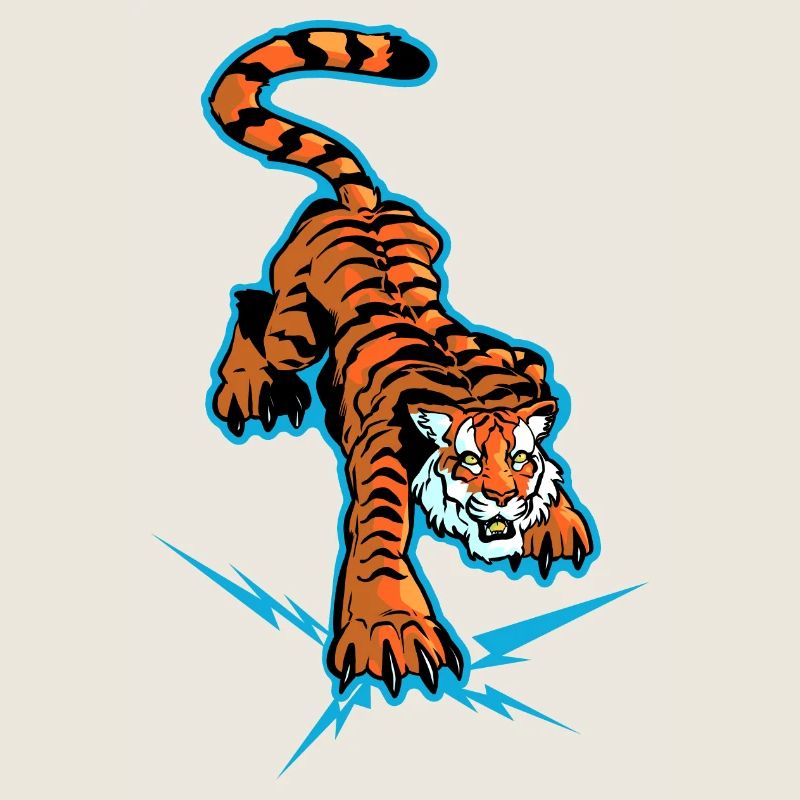 Tiger and lightning under the paws