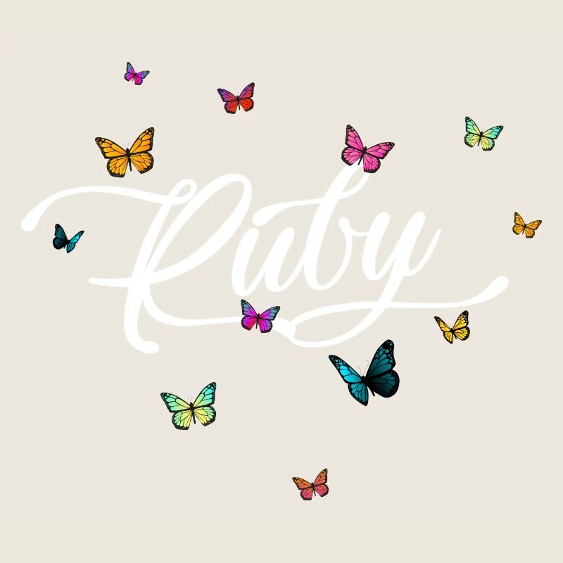 RUBY - Mädchen Name mit bunten Schmetterlingen