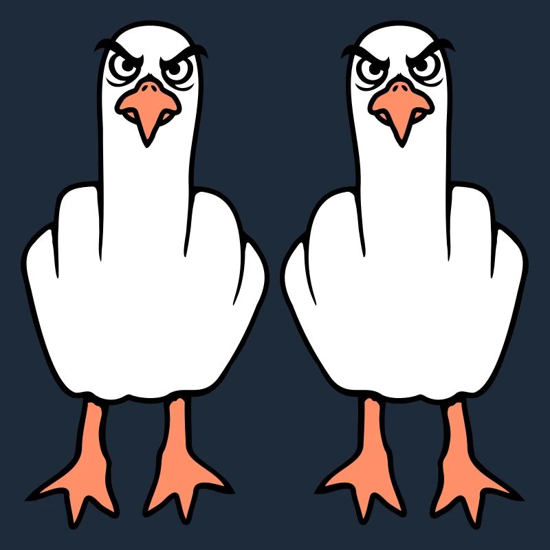 2 Möwen Mittelfinger Beleidigung Stinkefinger Team