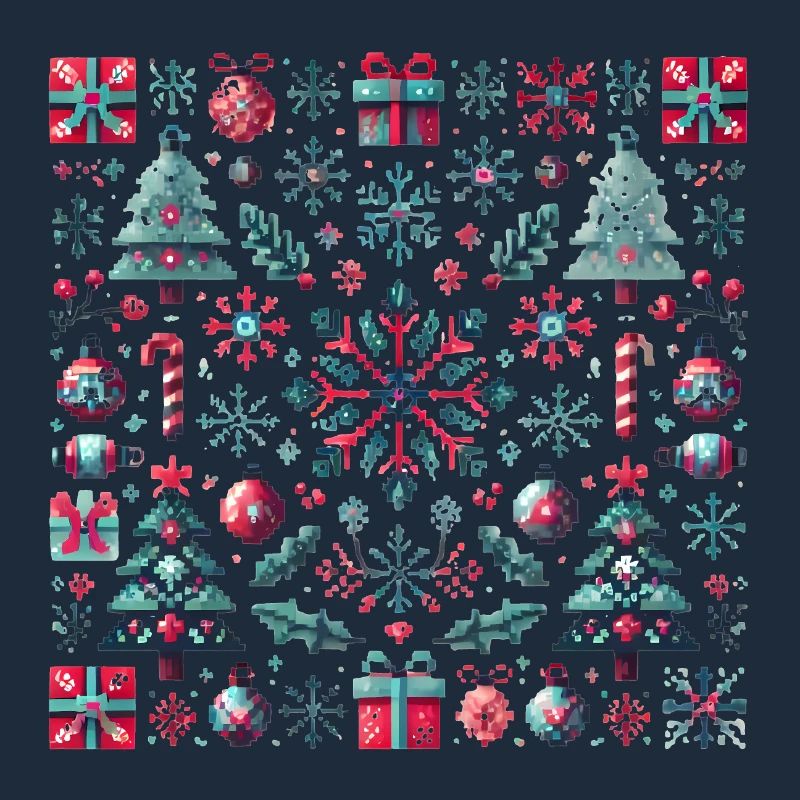 Festive Pixel Art Christmas Pattern