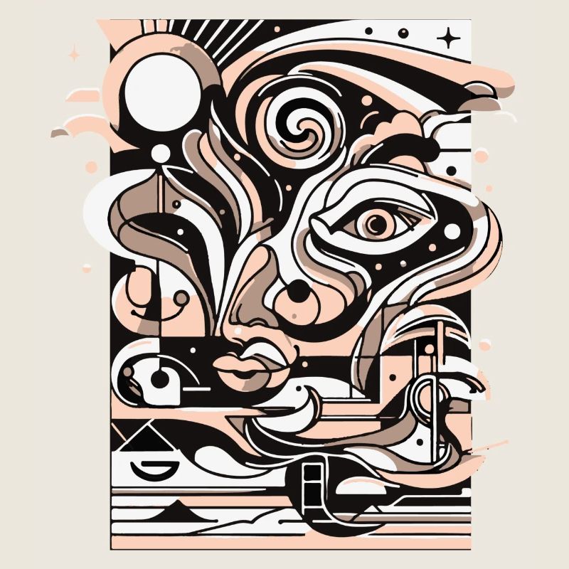Surreal Line Face Pattern