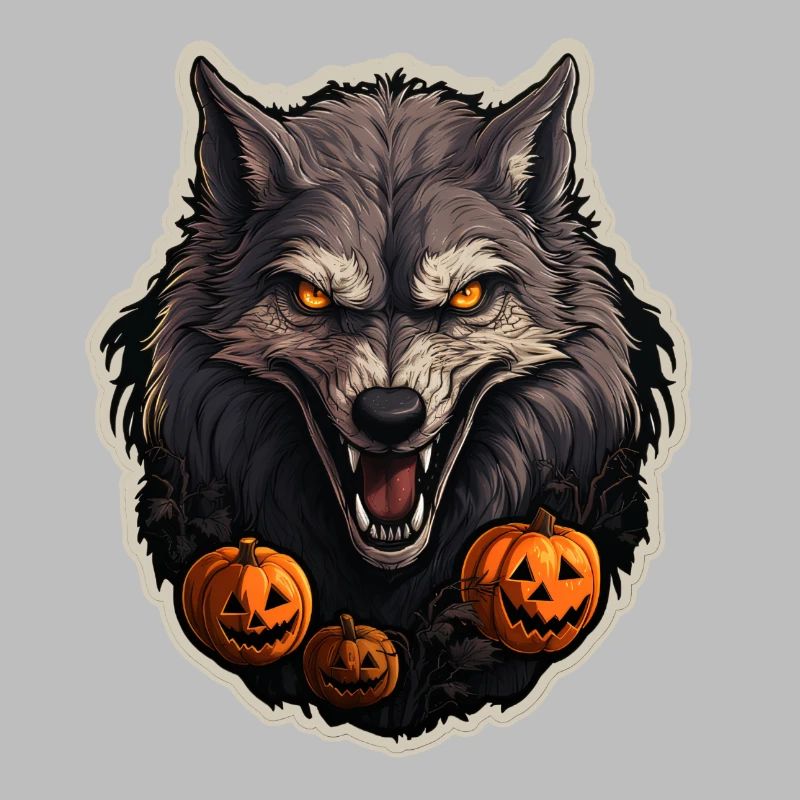 Halloween Wolf with Pumpkin