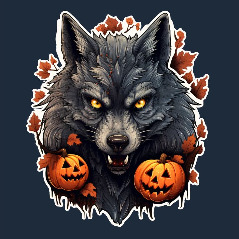 Halloween Wolf with Pumpkin