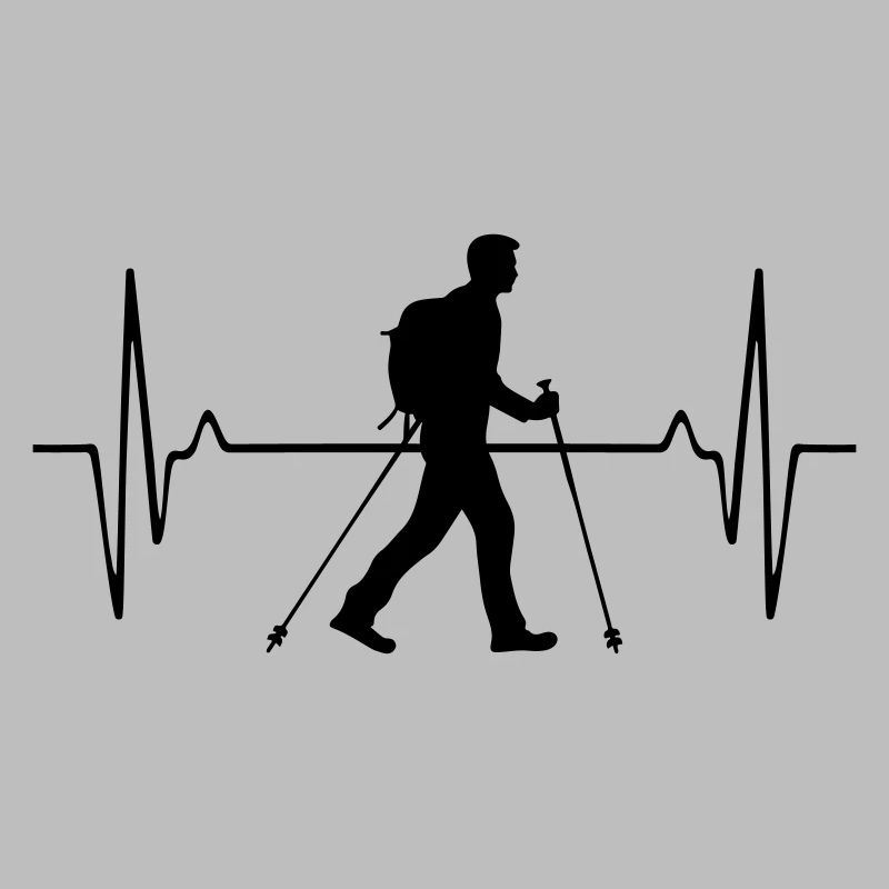 Nordic Walking Man Pulse Frequency