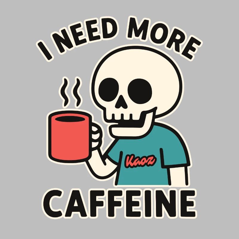 lustiges Skelett braucht mehr Koffein oder Kaffee