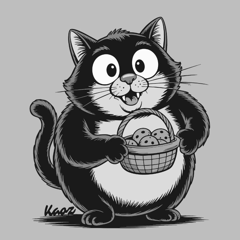 Fat cat with biscuit snacks