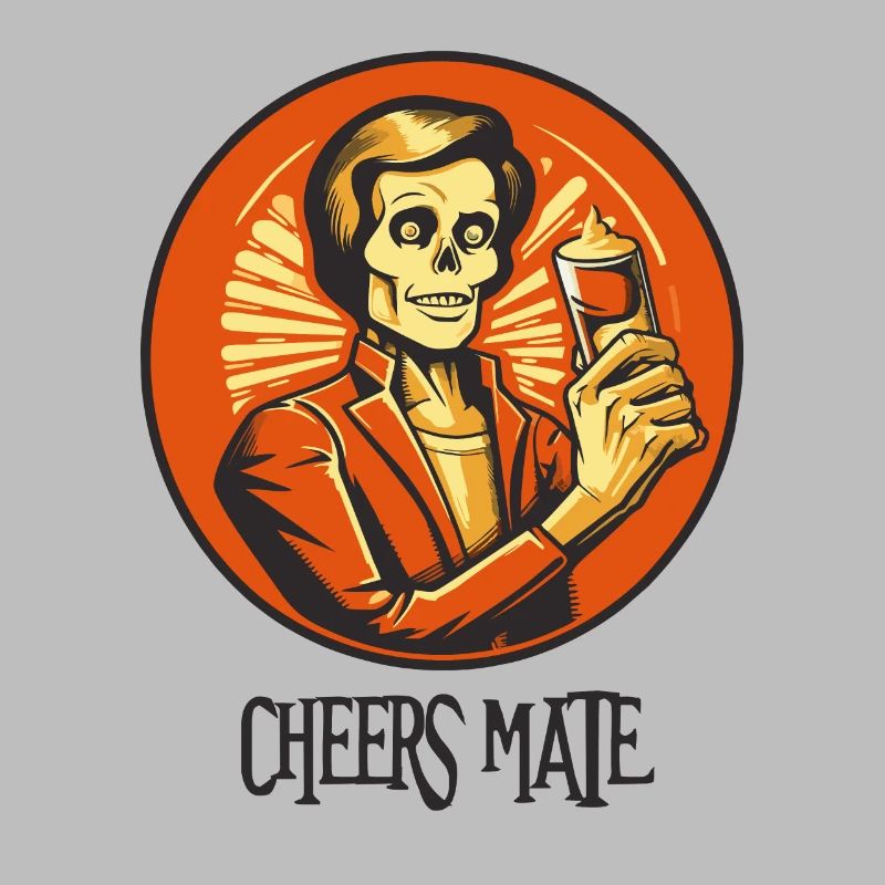 Skeleton ghost with a glass, cheers buddy