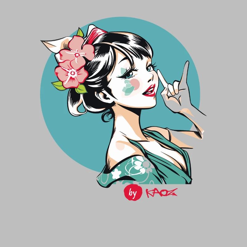 Modernes Anime-Mädchen oder Geisha im Kimono
