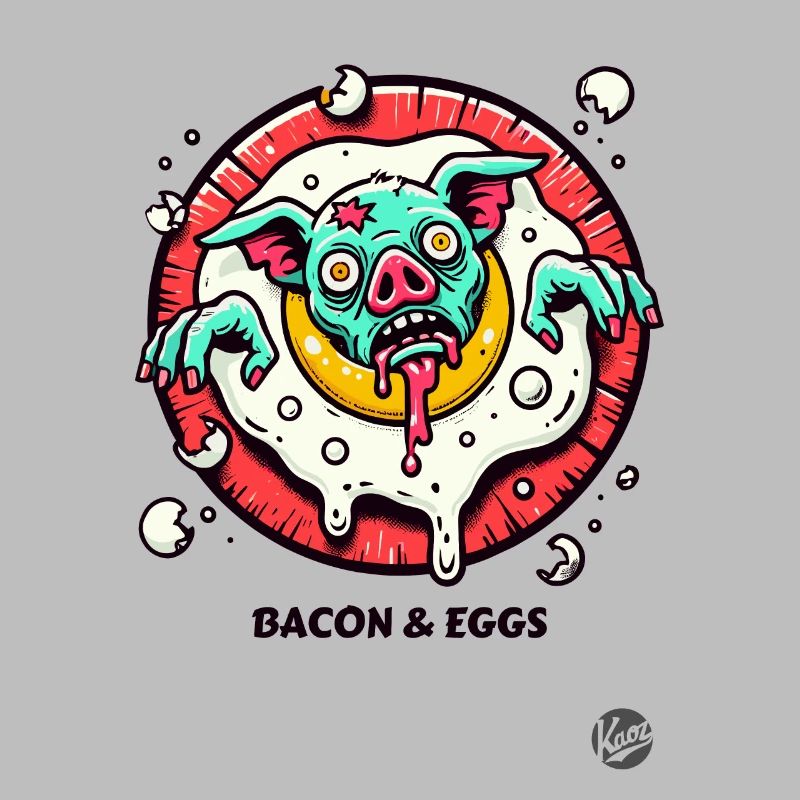 Fried egg and bacon pork for breakfast
