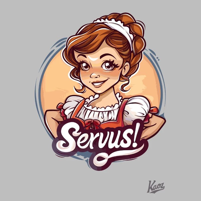 Süßes Dirndl-Mädchen sagt Servus