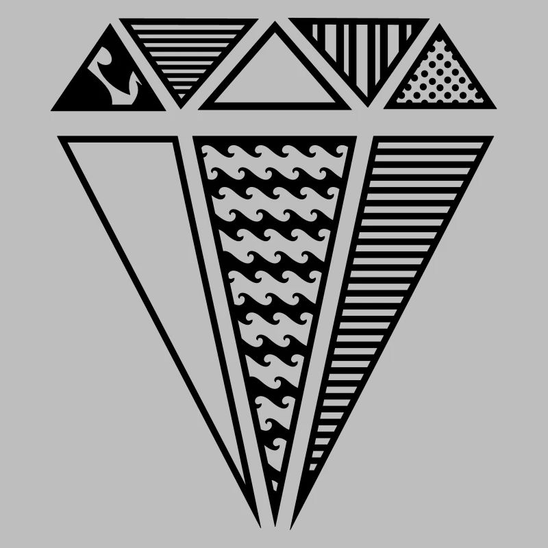 A shape of a diamond with different patterns