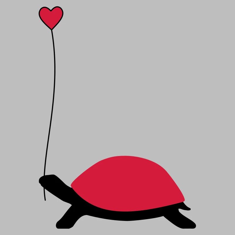 Turtle with heart balloon