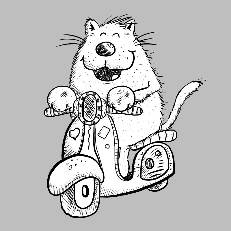Lustige Katze Auf Roller Comicfigur Fun Geschenk