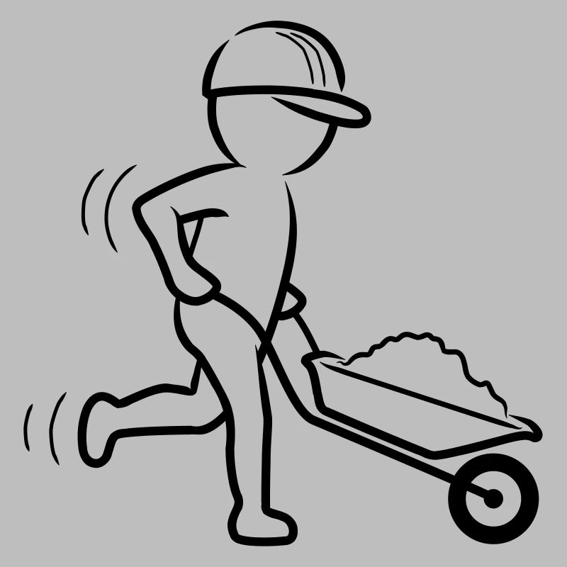 Bauarbeiter mit Schubkarre