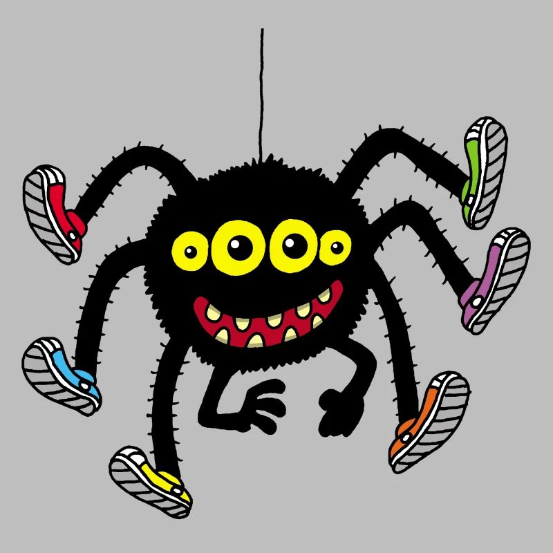 Spinne in bunten Schuhen