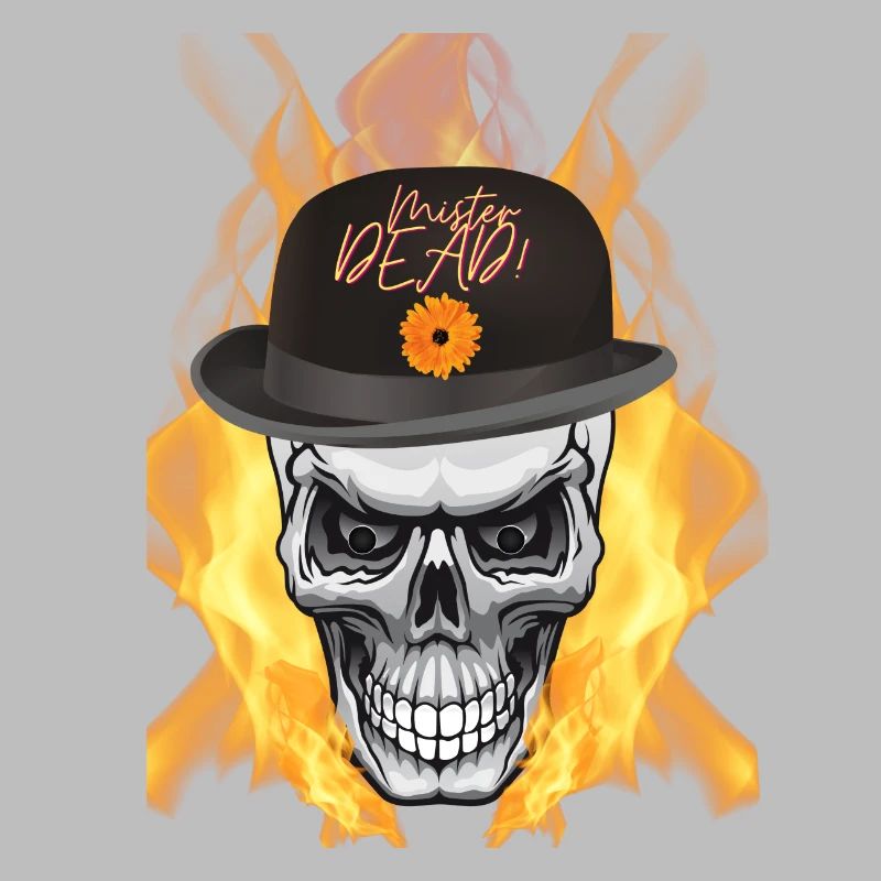 biker, skull, fire