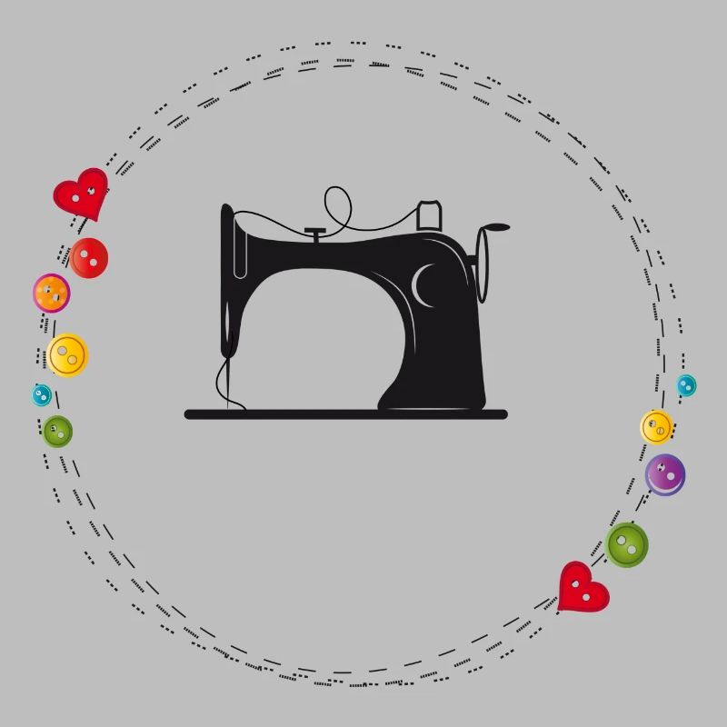 nostalgic stylized sewing machine with buttons