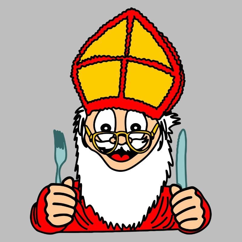 Sinterklaas with knife and fork