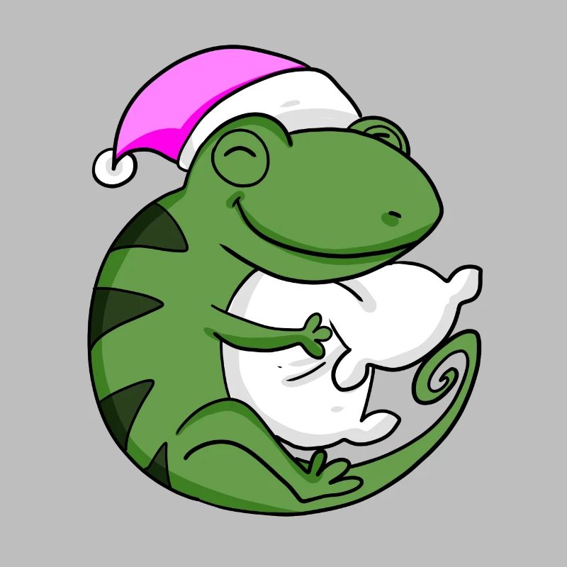 Cameeleon with pillow and sleeping cap