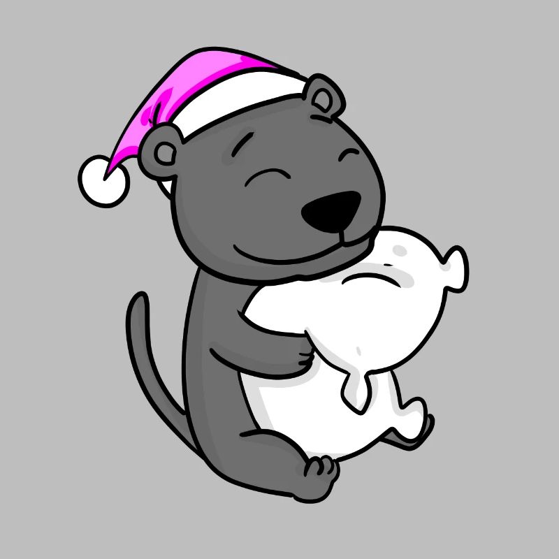 cute black panther with pillow and sleeping cap