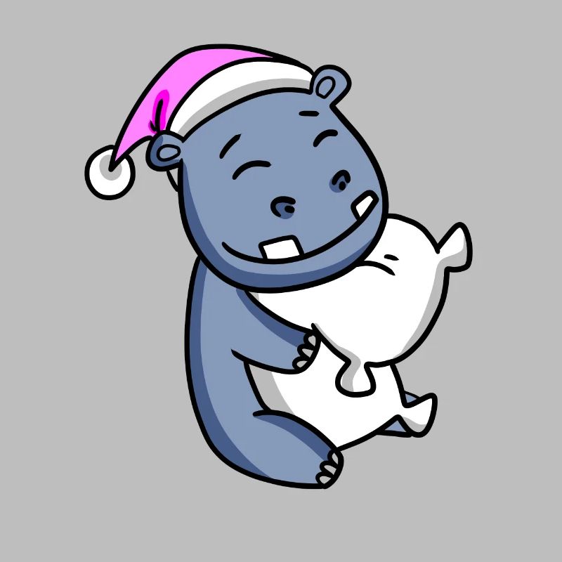 Hippopotame avec oreiller et bonnet de couchage