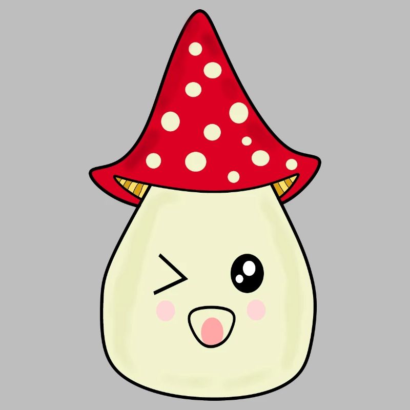 Kawaii Mushroom Toadstool cute red with face