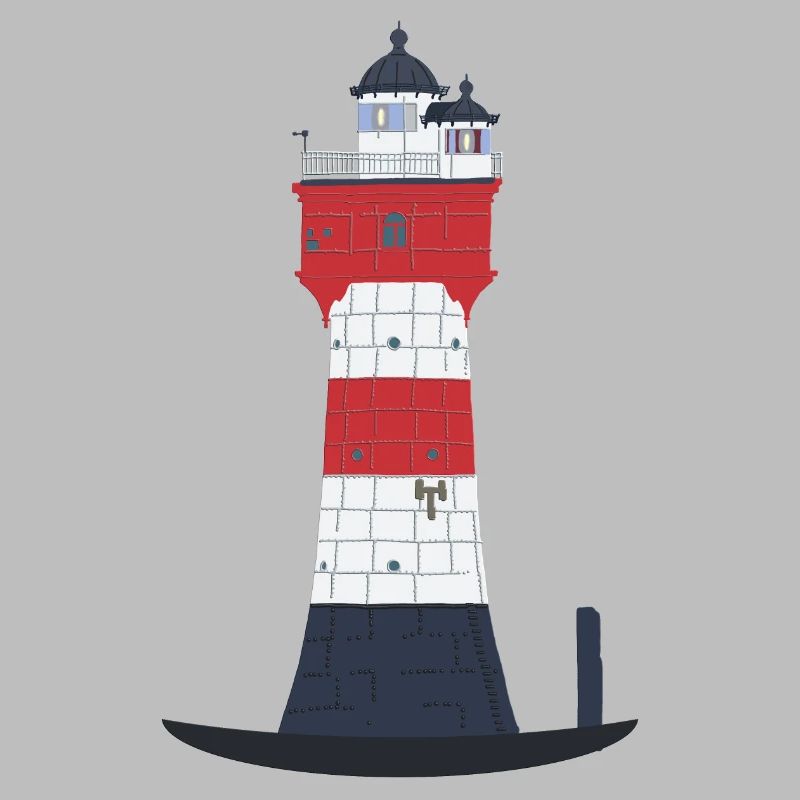 Lighthouse Red sand without text, North Sea, Offshore