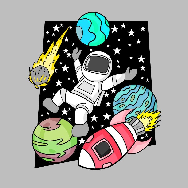 Garçon astronaute dans l’espace avec des fusées