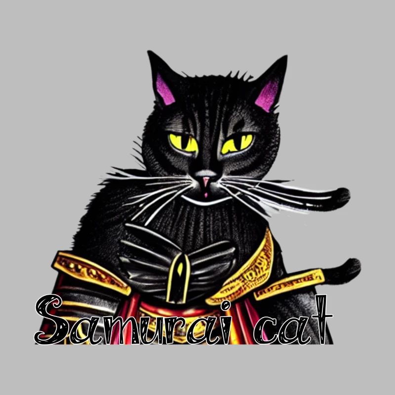 Samurai cat with gold armor