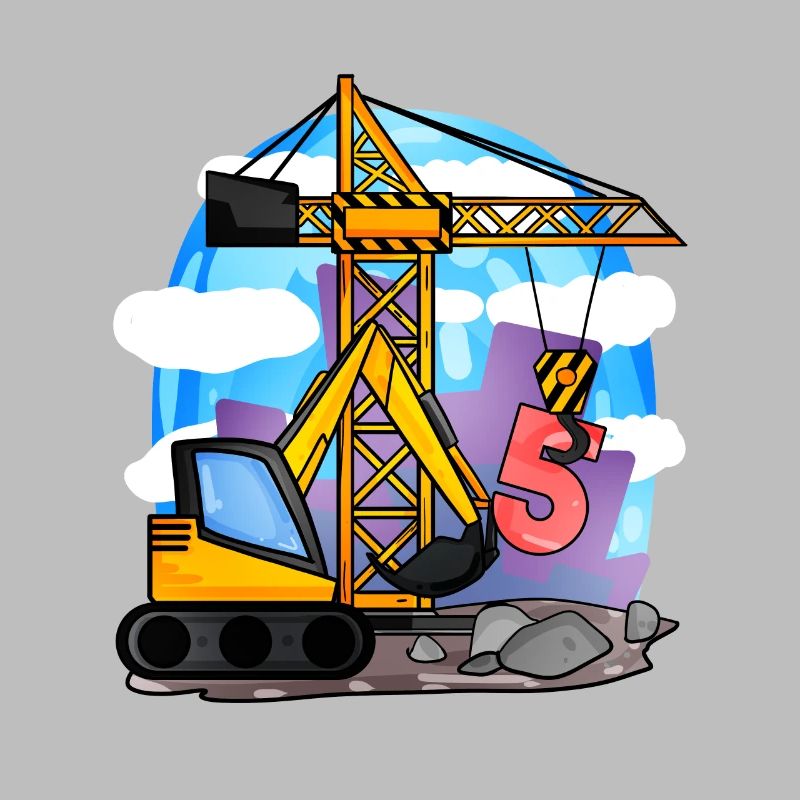 5. Geburtstag 5 Jahre Kran Baustelle Bagger Junge