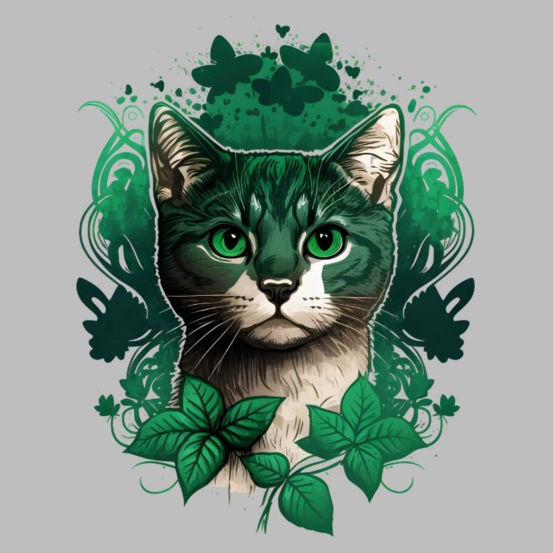 Cat with ivy frame