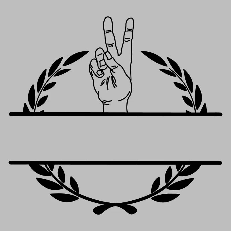 Friedenszeichenhand im Lorbeerkranzmonogramm