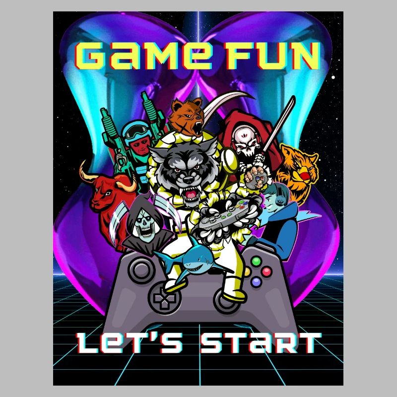 Spruch GAME FUN Let's Start Gamer Group