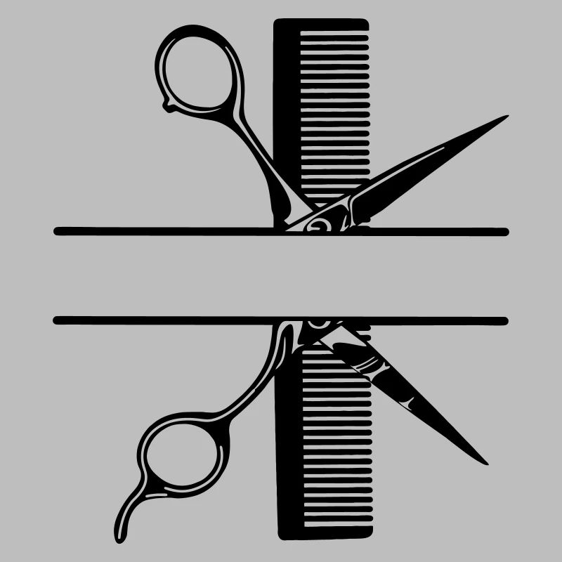 Ciseaux avec bannière de texte en peigne