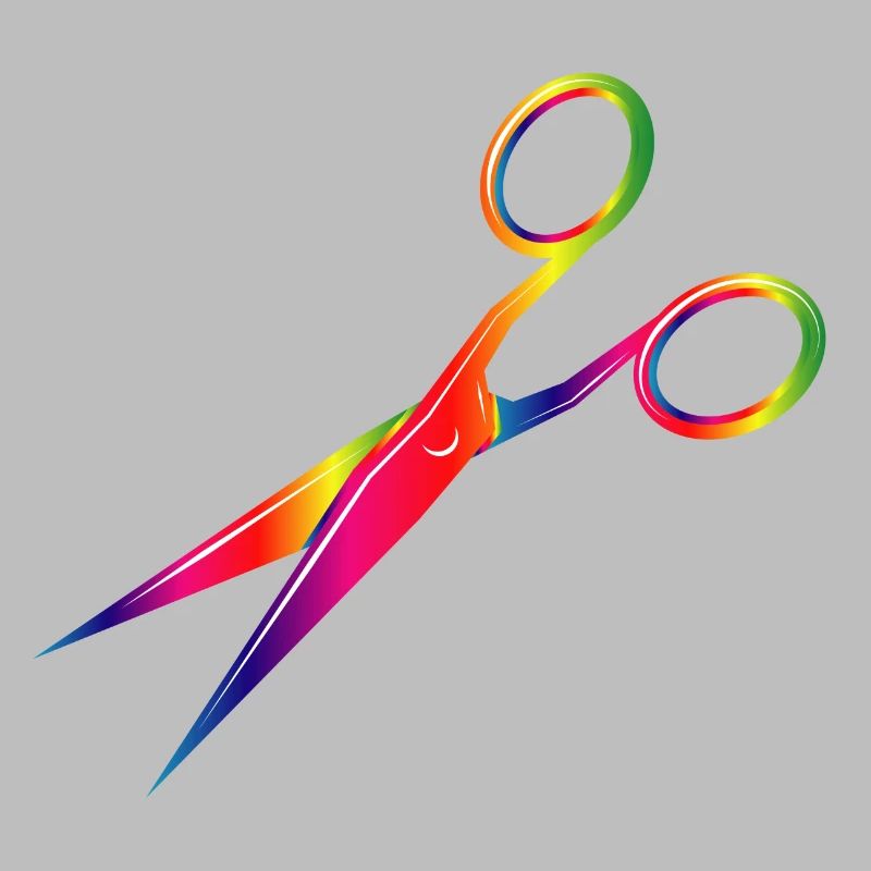 bunte Schere in Regenbogen Farben