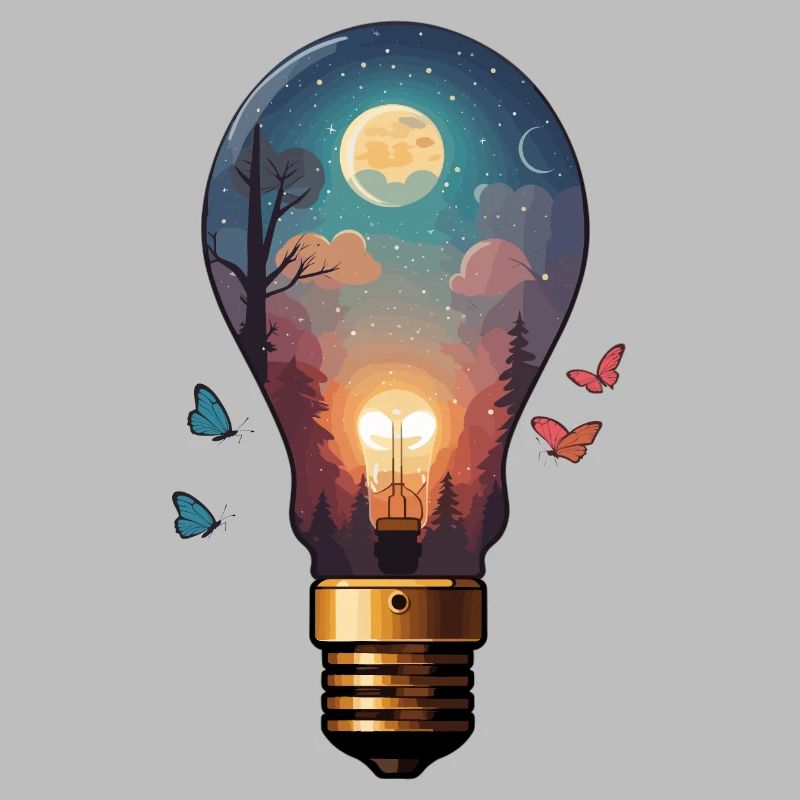Light bulb with moonlight