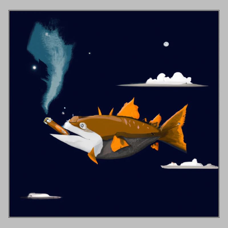 Fischen Sie mit einer Zigarre in der Luft.