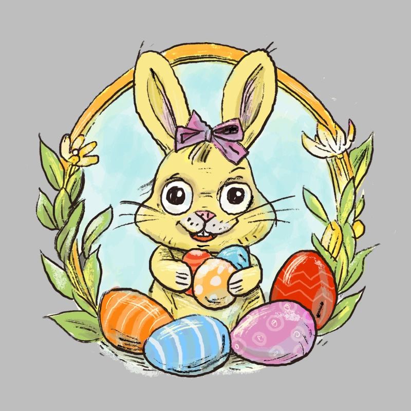 Easter bunny with colored eggs