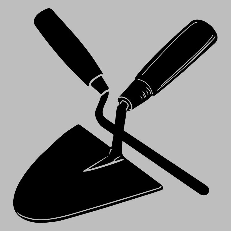 Clou et truelle à joint, outils de maçon