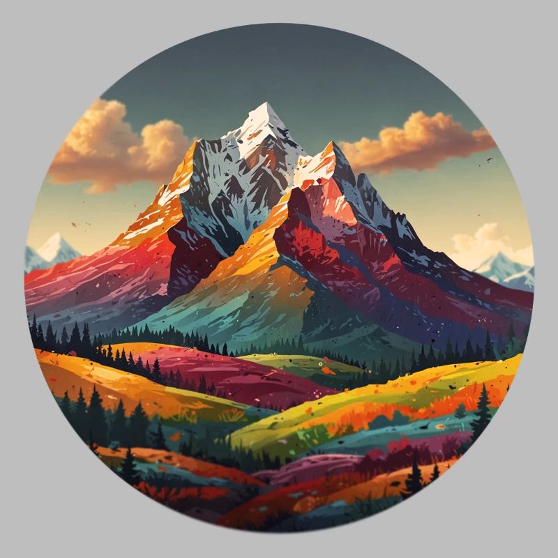 Bunte Berge und Wälder mit einer dynamischen Landschaft
