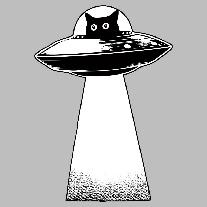 Cat Invasion UFO Alien Space Galaxy 3D Effect Cut