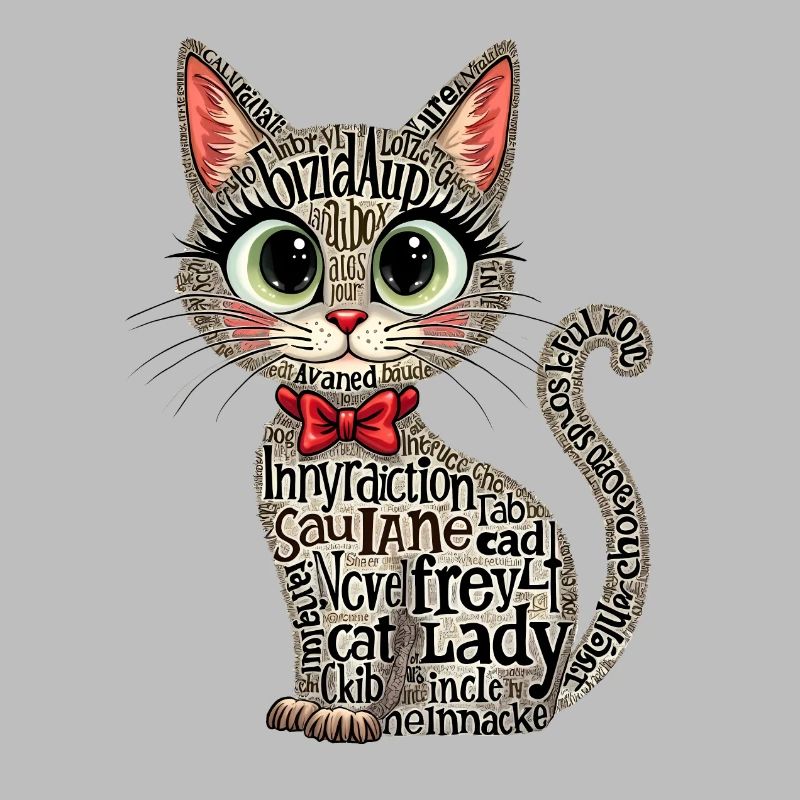 CAT LADY, TEXT ART, TYPOGRAPHY