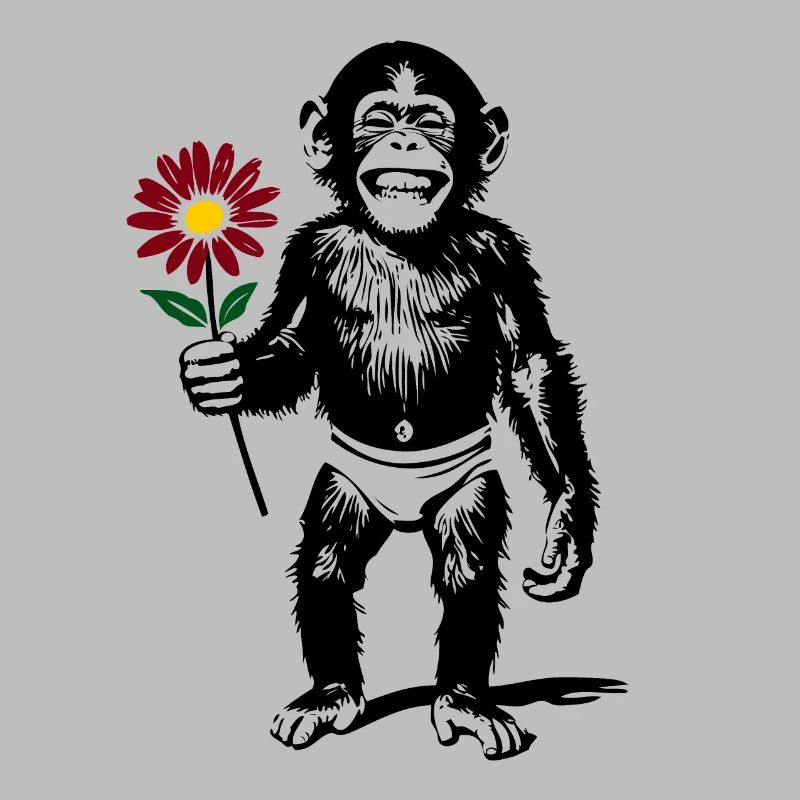 Affe mit Blume Valentinsgeschenk