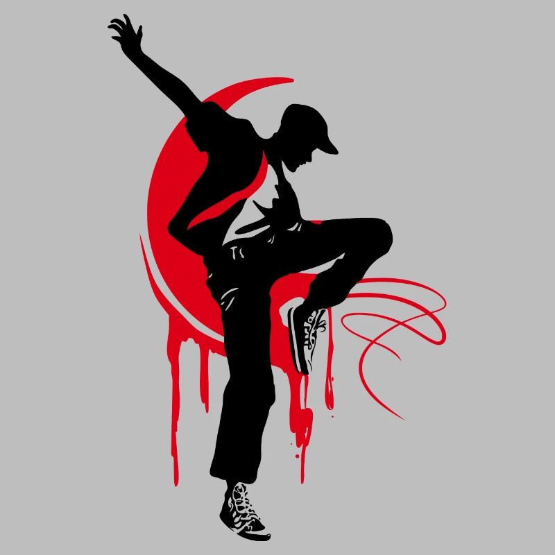 Breakdancer Dancer Silhouette in Red Black